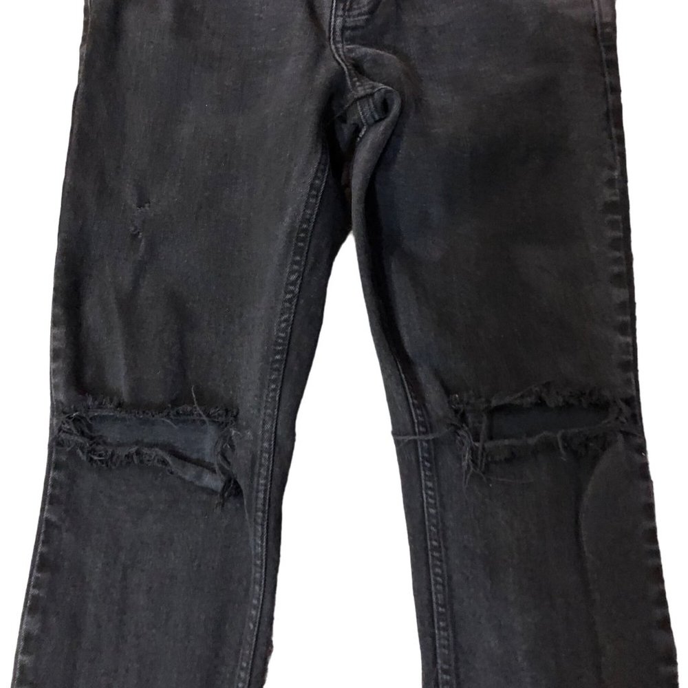 Pacsun Black Jeans Mens 32x32 Used Stacked Skinny Distressed Knees - Picture 7 of 16